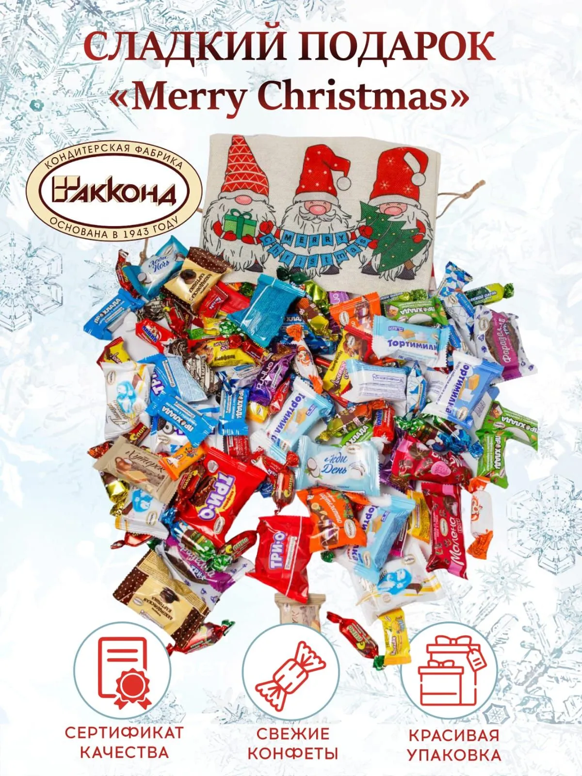 Фотография набора Merry Christmas и конфет из присланных материалов